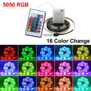 2M Battery Operated LED Strip Lights 5050 RGB Color Changing Tape Room Lighting - Picture 1 of 14