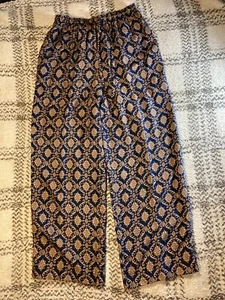 Chaus Damen schwarz & gold Druck Pull-On 100 % Seide Hose elastischer Bund Größe 8 - Bild 1 von 15