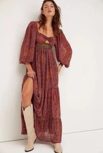 NWT $288 Free People Folklore Maxi Dress Size Medium Bohemian Whimsical Cottage - Picture 1 of 18
