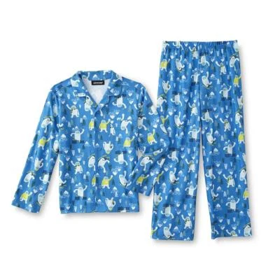 Joe Boxer Boys' Christmas Holiday Tree Snow Yeti Blue 2-Pc Pajama Sleepwear Set - Image 1 of 4