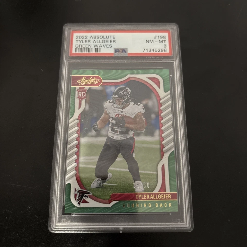 2022 Panini Absolute Tyler Allgeier RC #198 Green Waves   /50 PSA 8 - Image 1 of 2