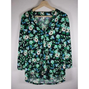 Charter Club Floral Print 3/4 Sleeve V Neck Top Blouse Size M - Picture 1 of 8