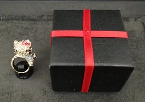 Anello Sanrio Hello Kitty con strass misura 5,75 US vintage raro - Foto 1 di 6