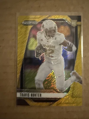 2025 Panini Prizm Travis Hunter Gold Shimmer /15 First On Print Rookie  - Image 1 of 2