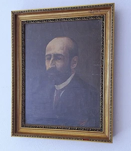 Ritratto Di Notable - Antico Dipinto Olio Datato Firmato - Foto 1 di 8