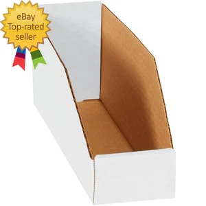 BFBINEB123 Open Top Bin Boxes 3" X 12" X 4 1/2 White Pack of 50 - Picture 1 of 2