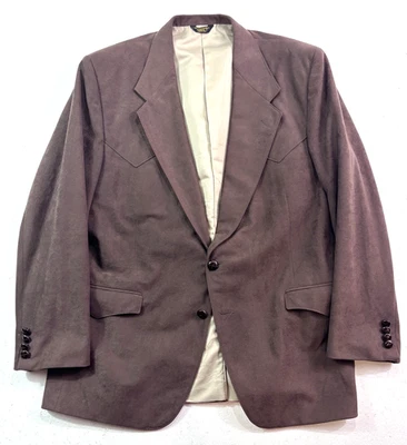 mens brown Vintage Western 46R blazer jacket sport suit coat faux suede moleskin - Image 1 of 4