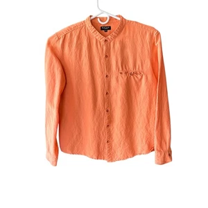 Camisa Paul Smith Jeans de Lino para Hombres Talla M/L Naranja Manga Larga Cuello Banda - Imagen 1 de 10