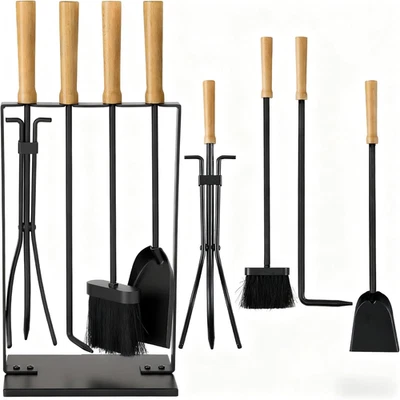Amagabeli 5 Pezzi Set Di Strumenti per Camino Argento Accessori per Camino in Fe - Immagine 1 di 4