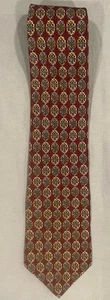 Chaps Ralph Lauren Mens Necktie Red Gold Geometric Pattern All Silk USA Designer - Picture 1 of 7