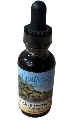 Suplemento herbal Wishgarden Kick It Imune para niños 1 fl oz 30 ml caducidad 26/06 Foto 1 de 3