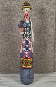 JIM SHORE HEARTWOOD CREEK "WINTER BLOOM" Tall SNOWMAN 2004 Vintage Christmas - Picture 1 of 6