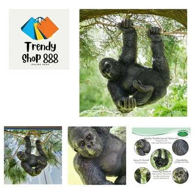 Colgante Gorila Resina Grande Jardín Estatua Exterior Adorno Negro Foto 1 de 4