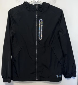 Under Armour Black Splashback Storm Rain Cold Gear Jacket Youth Girls L - Picture 1 of 5
