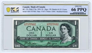 1954 $1 Bank of Canada, BC-37a - GEM Uncirculated, PCGS MS66 PPQ - Picture 1 of 2