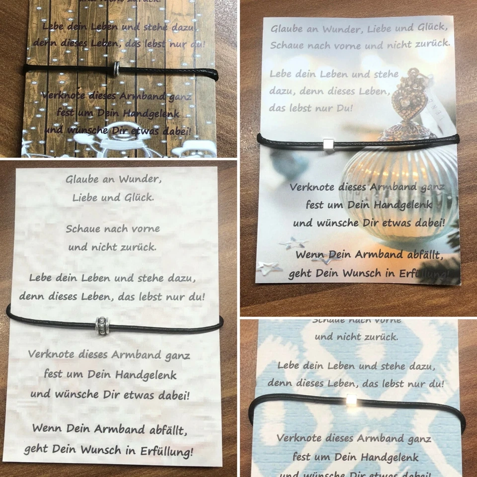 Wunscharmband Make Wish Geschenk Ostern Glücksbringer Glück Geburtstag FreundIn - Bild 1 von 1