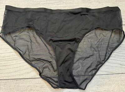 Adore Me New 1X Jet Black Sheer Back Panty Sexy Plus Size - Image 1 of 4