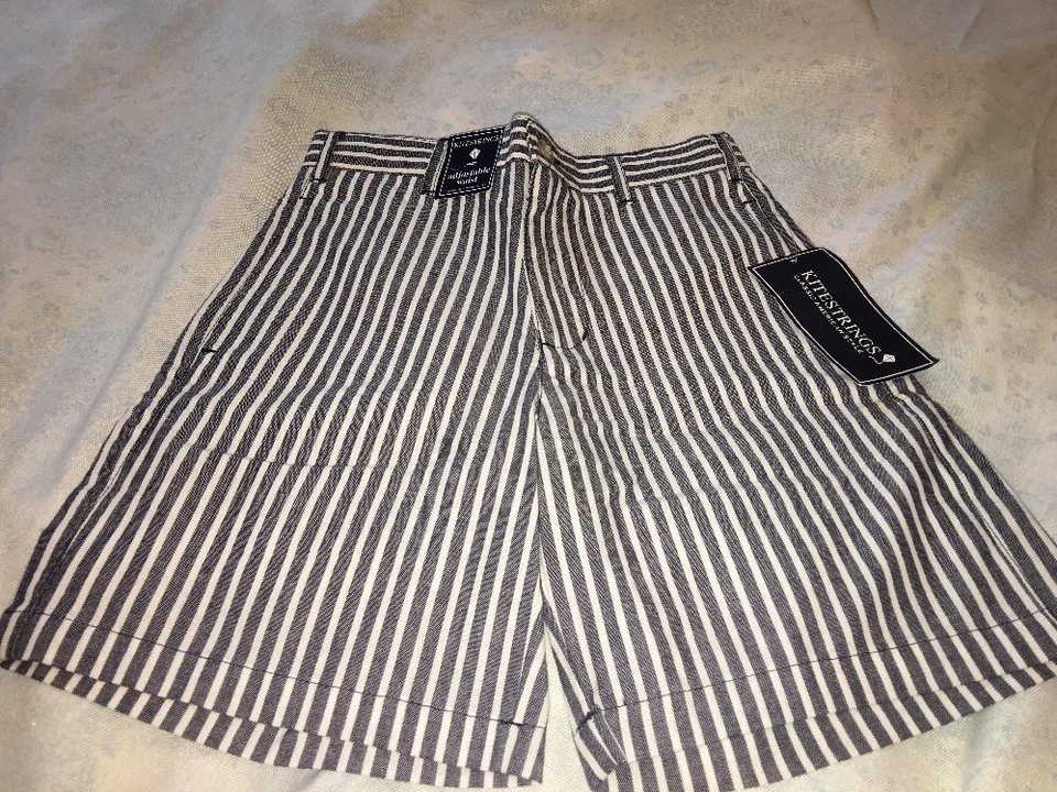 NWT--Kitestrings shorts Sz 6 Blue White striped, 100% cotton, pockets, Adj Waist - Image 1 of 3