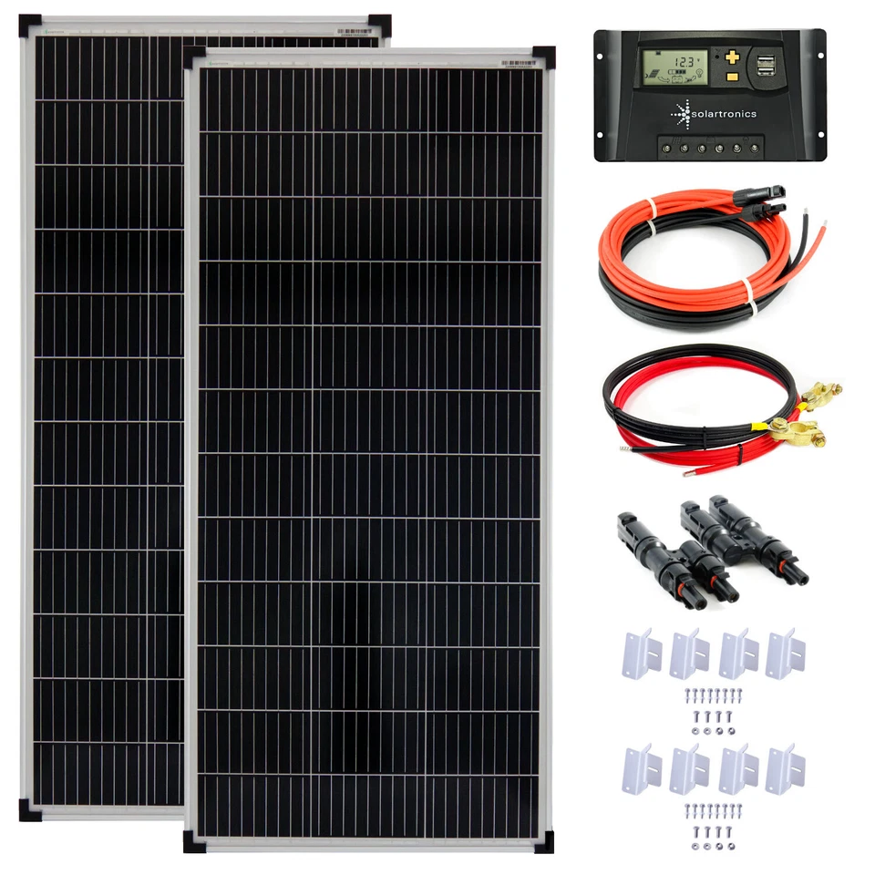 200 Watt 12V Solar Set 20A Laderegler Montagewinkel Solaranlage Inselanlage 0% - Bild 1 von 4