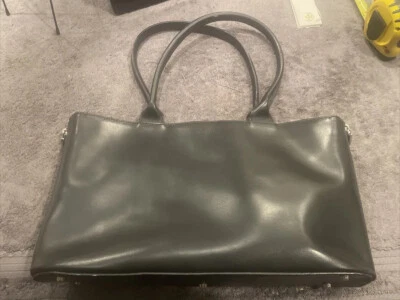 FURLA Black Leather Tote Made In Italy With Zipper Expander - Image 1 of 4