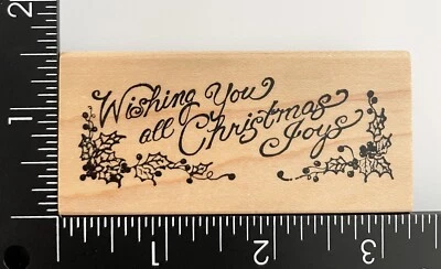 Sello de goma Delafield Deseándote a todas las alegrías de Navidad Holly Berry G645 Foto 1 de 3