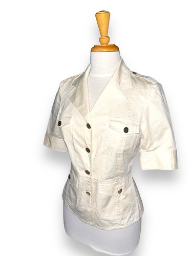 Giacca Safari TORY BURCH a maniche corte elasticizzata cotone beige chiaro taglia 6