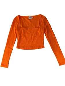 Princess Polly Orange Ribbed Crop Top - Picture 1 of 3