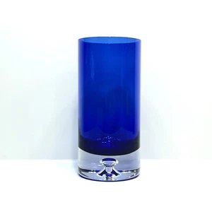 Block Crystal Stockholm Highball Glass Cobalt Blue Controlled Bubble - Picture 1 of 6