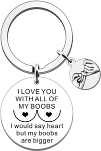 Stainless Steel Key Chain I Love You Boyfriend Funny Message Birthday Gift Idea - Picture 1 of 3
