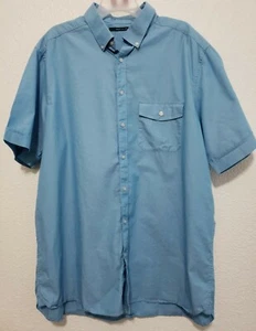 Perry Ellis Short Sleeve Button Down Mens Shirt XLT Tall Blue 100% Cotton - Picture 1 of 9