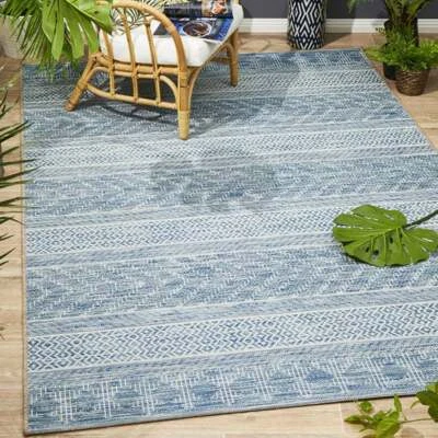 TRIBECA BLUE IVORY BOHO TRIBAL MOROCCAN MODERN FLOOR RUG - 4 Sizes **NEW** - image 1 of 4