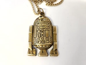 Vintage Star Wars R2-D2 Lucasfilm Return Of The Jedi Brass Pendant GT Necklace - Picture 1 of 13