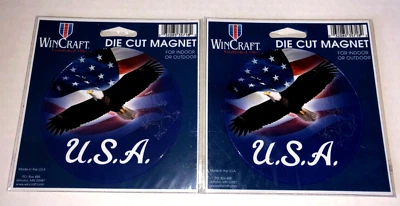 Wincraft Die Cut Magnet Set of 2 American Eagles U.S.A. Indoor Outdoor - New - Imagem 1 de 4