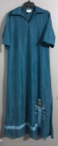 WOMEN'S SOUTHWEST ORIGINALS BY BARBE SHORT SLEEVE PULLOVER BLUE LONG DRESS.SZ L - Picture 1 of 11