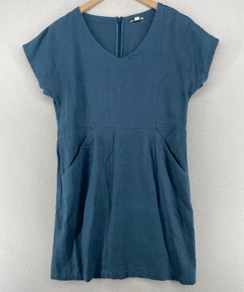 Vestido GARNET HILL 4 Lino Tejido Cambio Túnica Cuello Redondo Manga Dolman Azul Foto 1 de 4