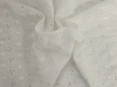 KOSHTEX 100% Linen Fabric Eyelet Embroidery Off White By the Yard & Wholesale 1/24