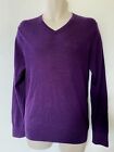 Linea Mens Pure Merino Wool Jumper S 40? Chest Purple V Neck Prestwick Pullover