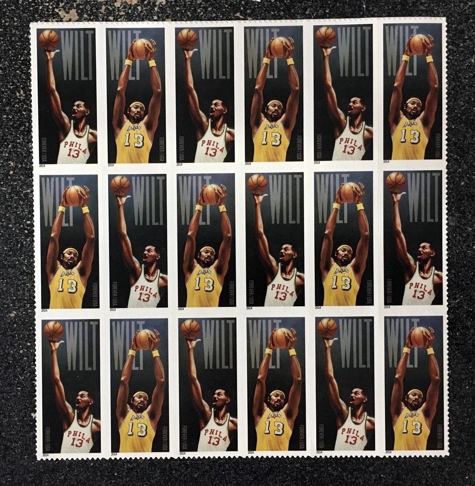 2014USA #4950-4951 Forever Wilt Chamberlain - Block of 18 From Sheet  basketball - Image 1 of 1