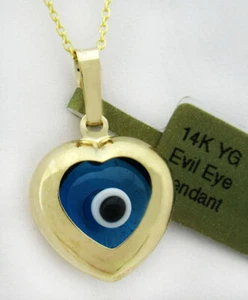 EVIL EYE DOUBLE SIDE PENDANT 14k YELLOW GOLD - New With Tag - Picture 1 of 6