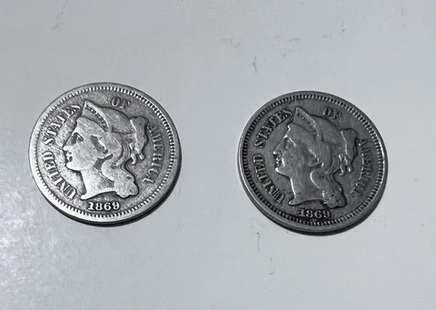 2-1869 Three Cent Nickle Mixed Grade Cover