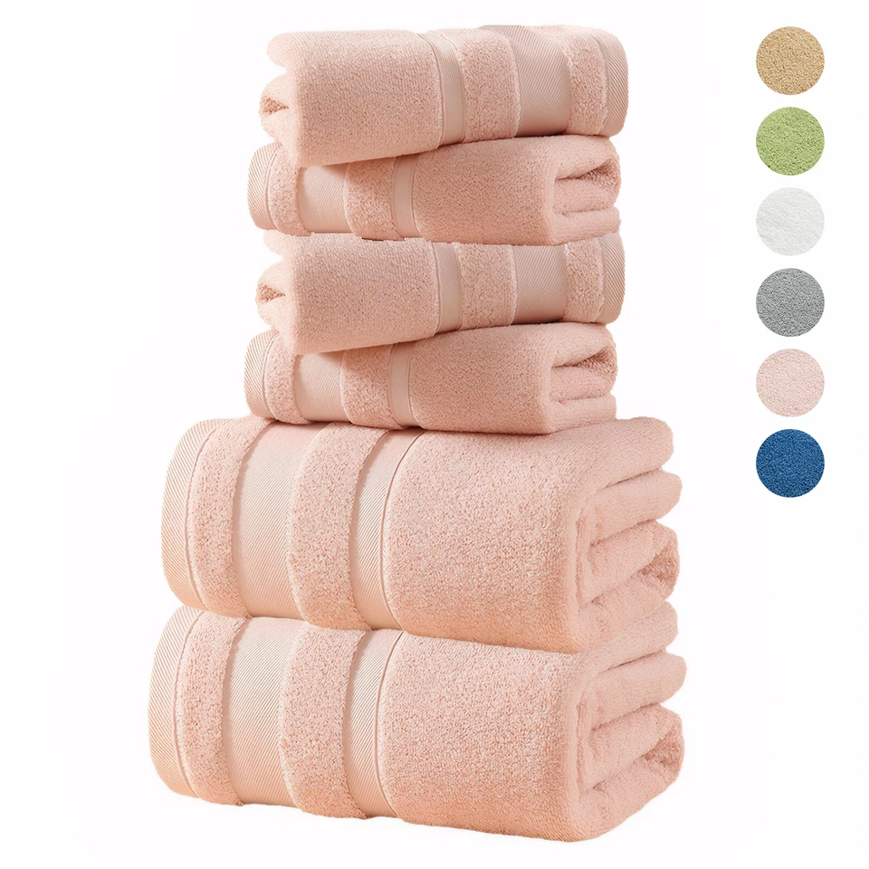 6-Piece Bath Towel Set Soft Absorbent Cotton Bath Towels Hand Towel Wash Cloth - Image 1 of 1