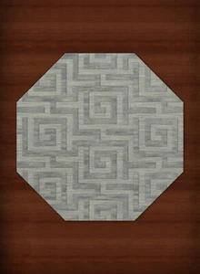 Blue Transitional Hand Hooked Squares Curls Blocks Area Rug Geometric DV13 - Picture 1 of 35