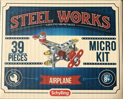 New Schylling Steel Works Construction Set Airplane Micro Kit 39 Pieces New - Image 1 of 4