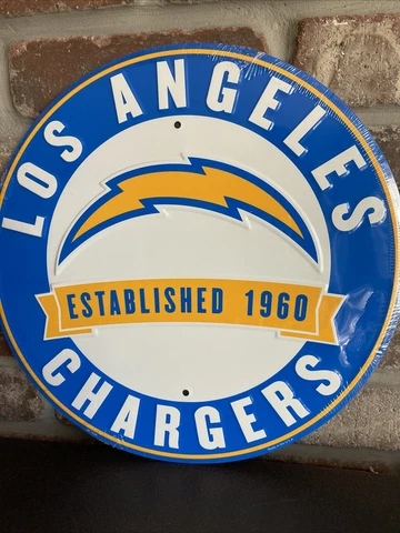 Los Angeles Chargers NFL 12" Round Metal Embossed Sign GymGarage Mancave SheShed Cover