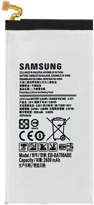 Genuine Samsung Galaxy A7 Battery Replacement SM-A700 EB-BA700ABE 2600mAh 4.35V - Imagem 1 de 4