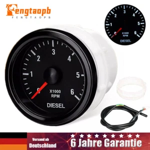 12V 52mm 0-6000 RPM LED Tachometer Gauge Diesel Motor Motor Drehzahlmesser Meter - Afbeelding 1 van 12
