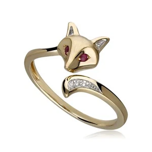 Anillo de zorro rubí Gardenia en oro amarillo de 9 quilates - Imagen 1 de 2