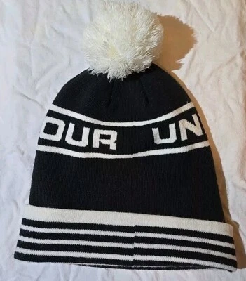Under Armour女式帽子黑白环城针织无檐帽冬季/滑雪 — 第 1/4 张图片