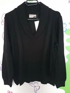 Damen Shirt Pullover Schalkragen Zopfmuster schwarz Größe 40 - Bild 1 von 1