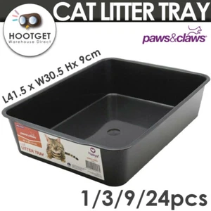 Cat Litter Tray Kitten Toilet Pan Trays Box Cleaning Plastic Black 1/ 3 /9 /24pc - Picture 1 of 15